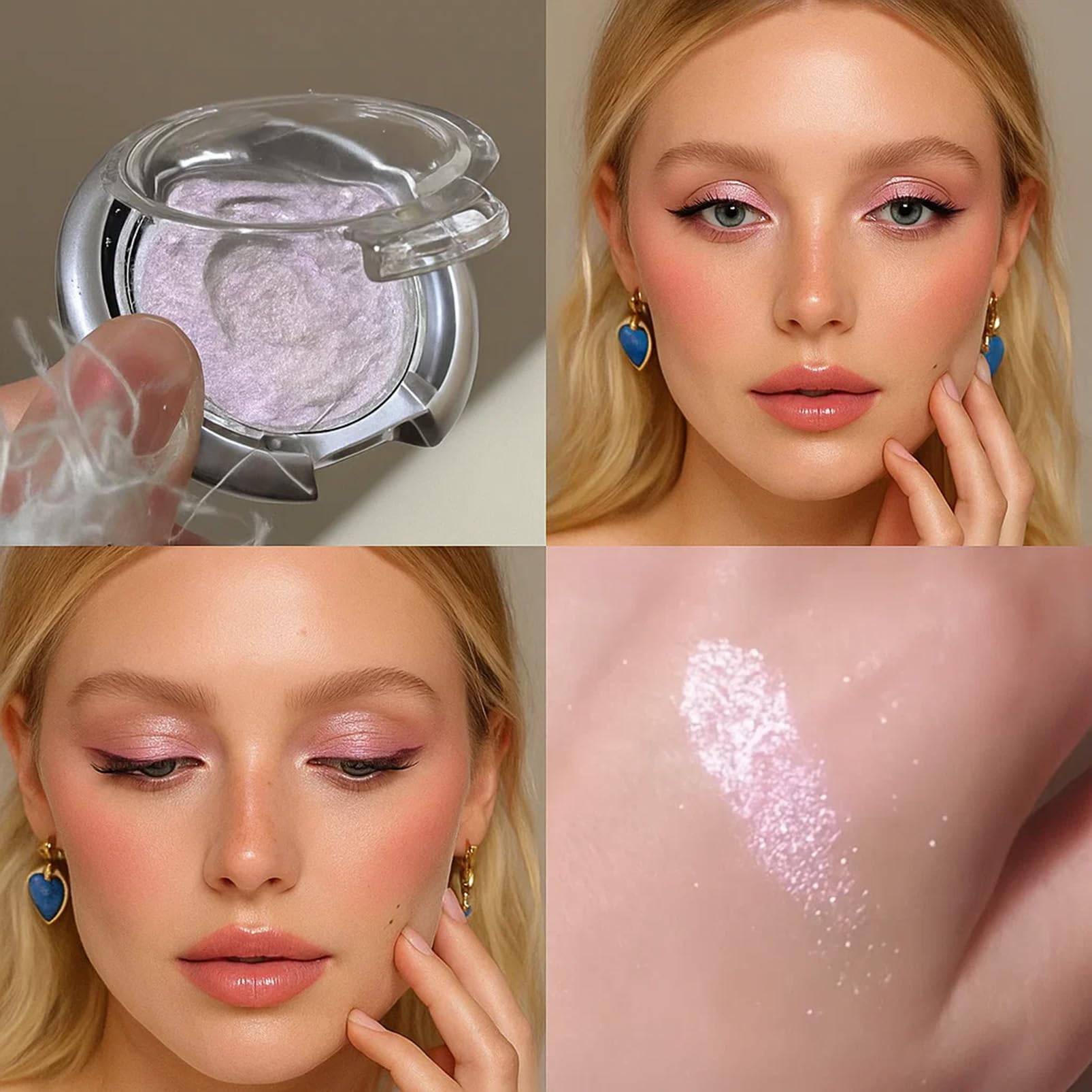 Lavender Pink Single Pan Shimmer Eyeshadow, Pearlescent Iridescent Powder For Subtle Luminous Eye Makeup & Everyday Wear - Image 2