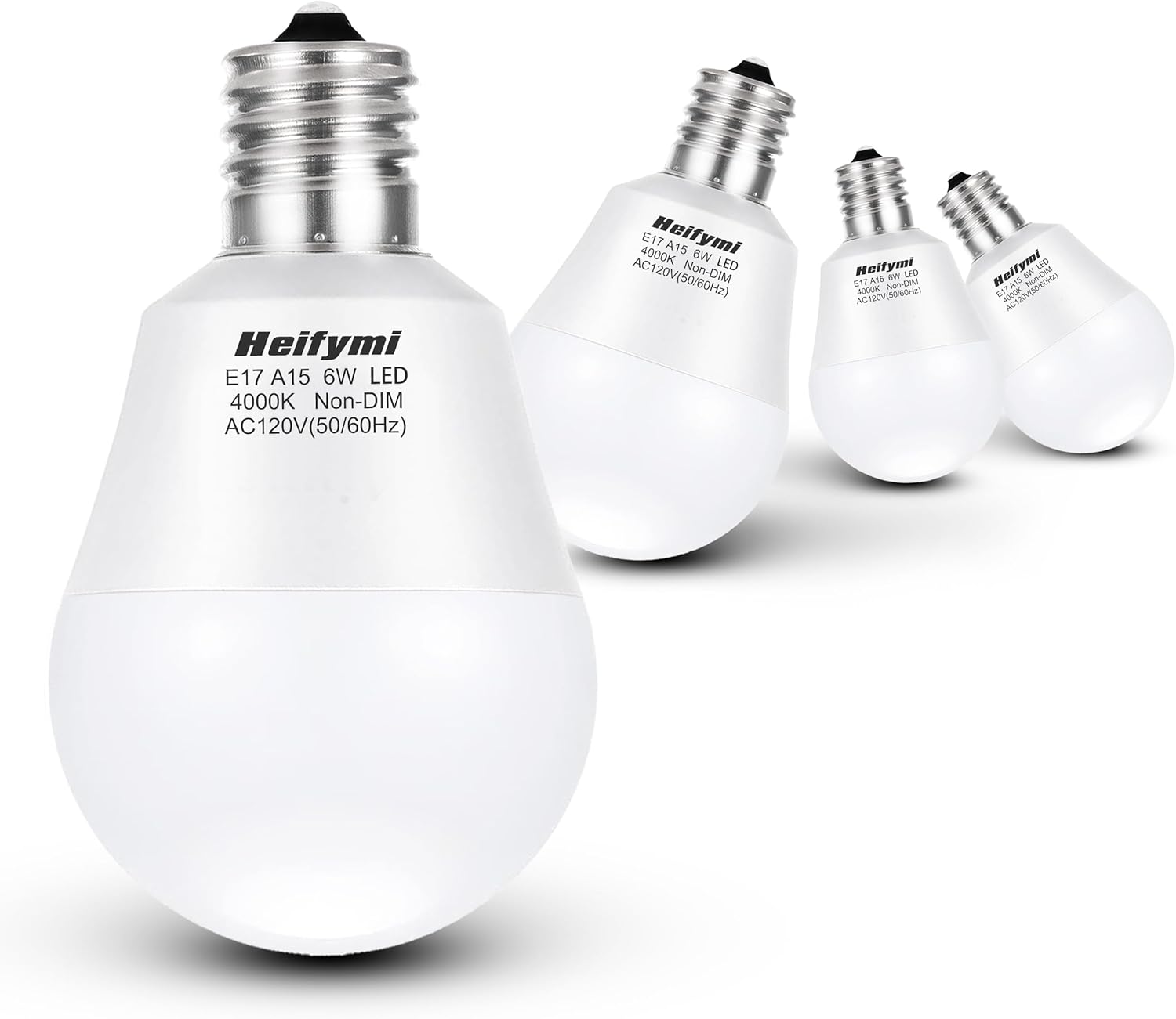 Ceiling Fan Light Bulb 6W E17 LED Bulb 4000K Natural White Intermediate Base 60 Watt Equivalent 600lm G45 A15 Shape for Wall Sconces Cabinet Chandeliers Pendant Reading Lamp, Non-Dimmable, 4 Pack