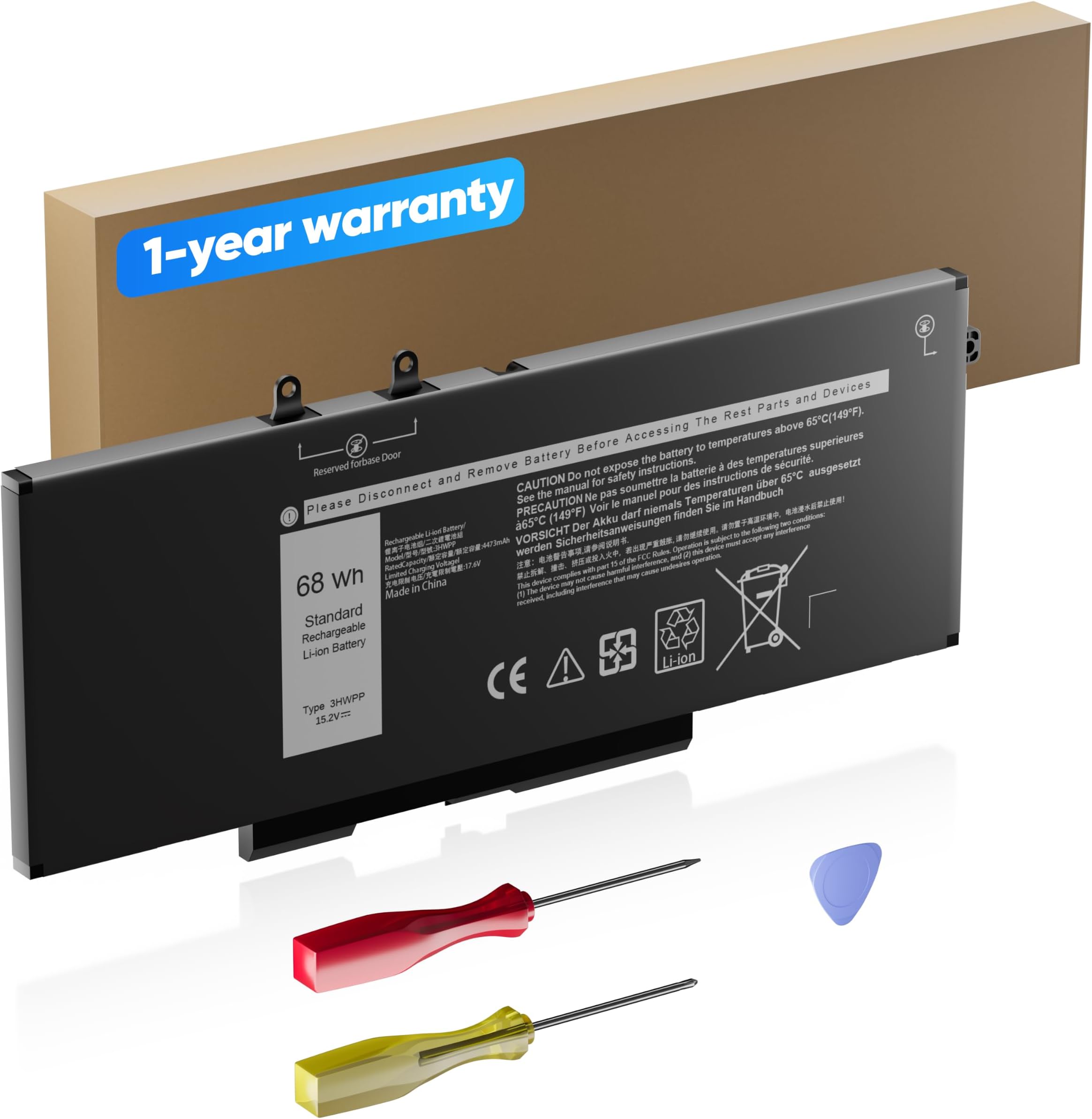 68Wh 3HWPP Laptop Battery Replacement for Dell Latitude 5510 5410 5501 5401 5511 5411 Precision 3541 3551, Inspiron 7706 2-in-1 Inspiron 17 7500 7506 2-in-1 Black 03HWPP 10X1J N2NLL 1VY7F 451-BCMN