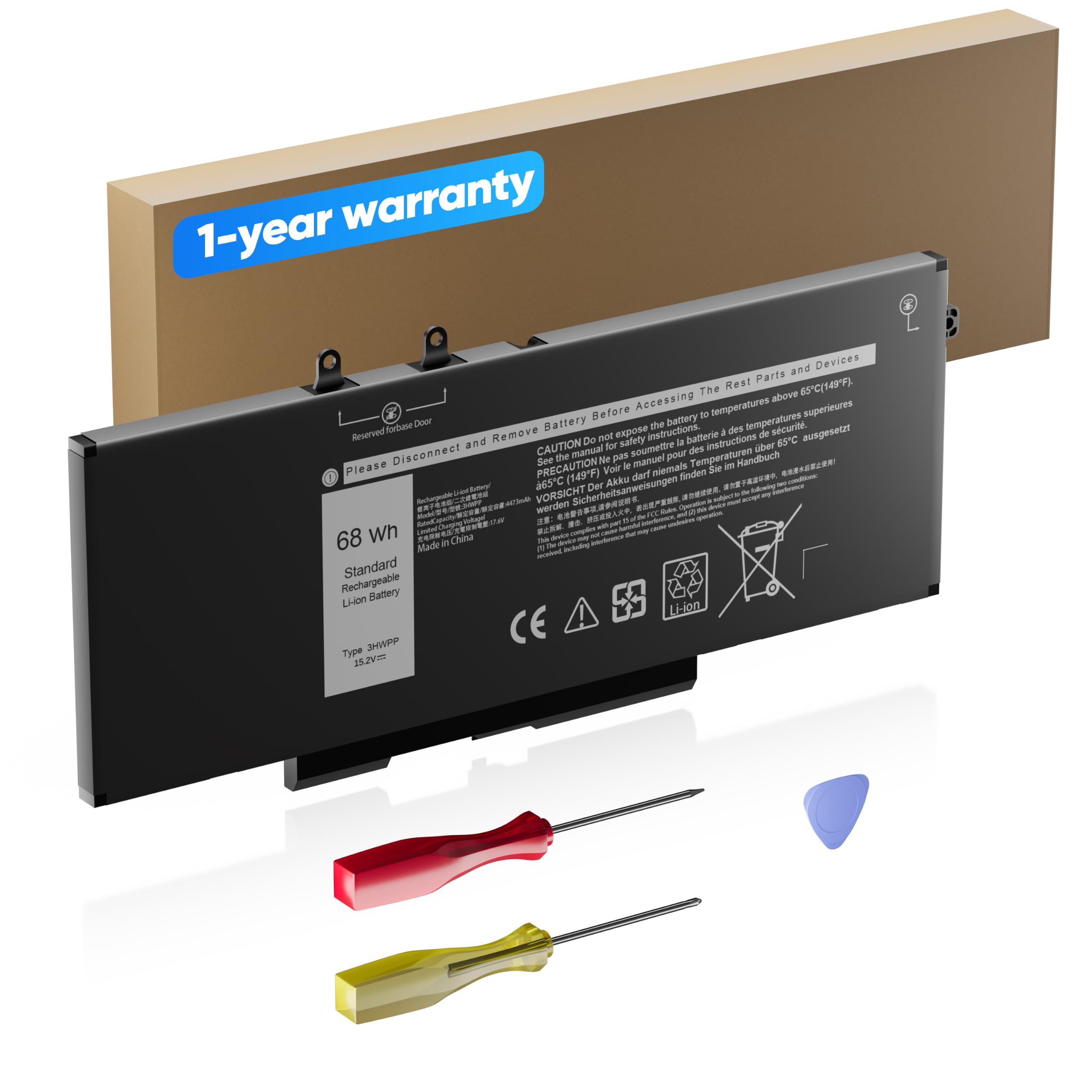 Amazon.com: 68Wh 3HWPP Laptop Battery Replacement for Dell