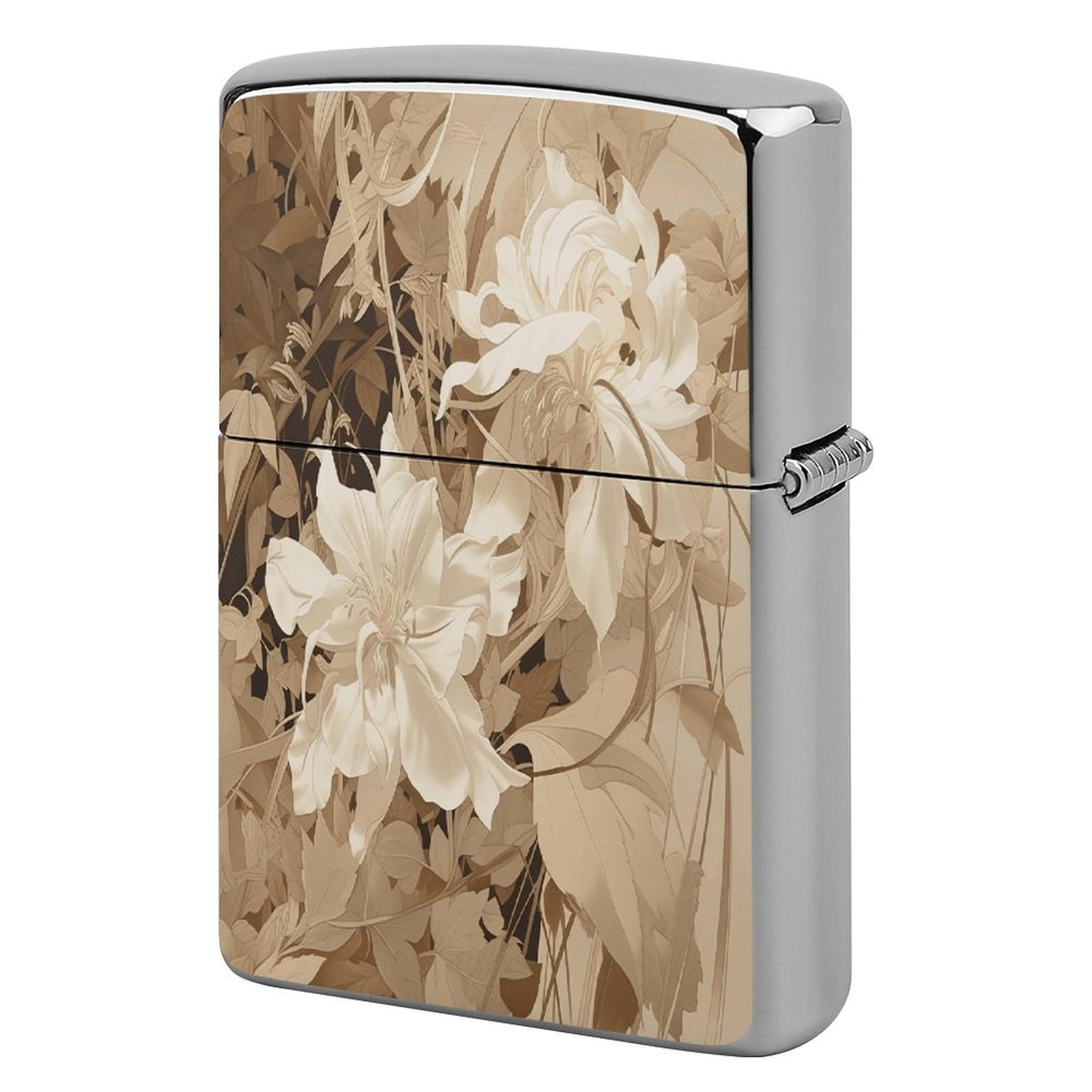 Fodpand Style Flower Palm Leaves Metal Lighter Case Cover Lighter Sleeve
