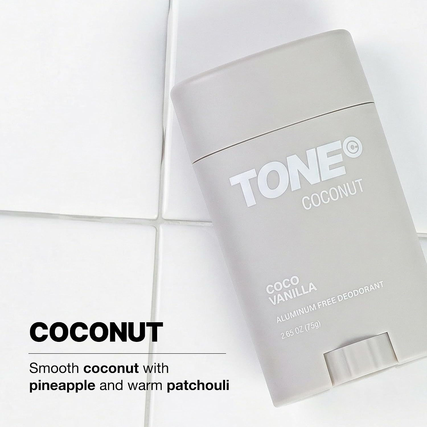 TONE Coconut Vanilla Aluminum Free Deodorant for Men & Women, 48-Hour Odor Protection, Paraben Free Formula, Dermatologist-Tested, 2.65 oz