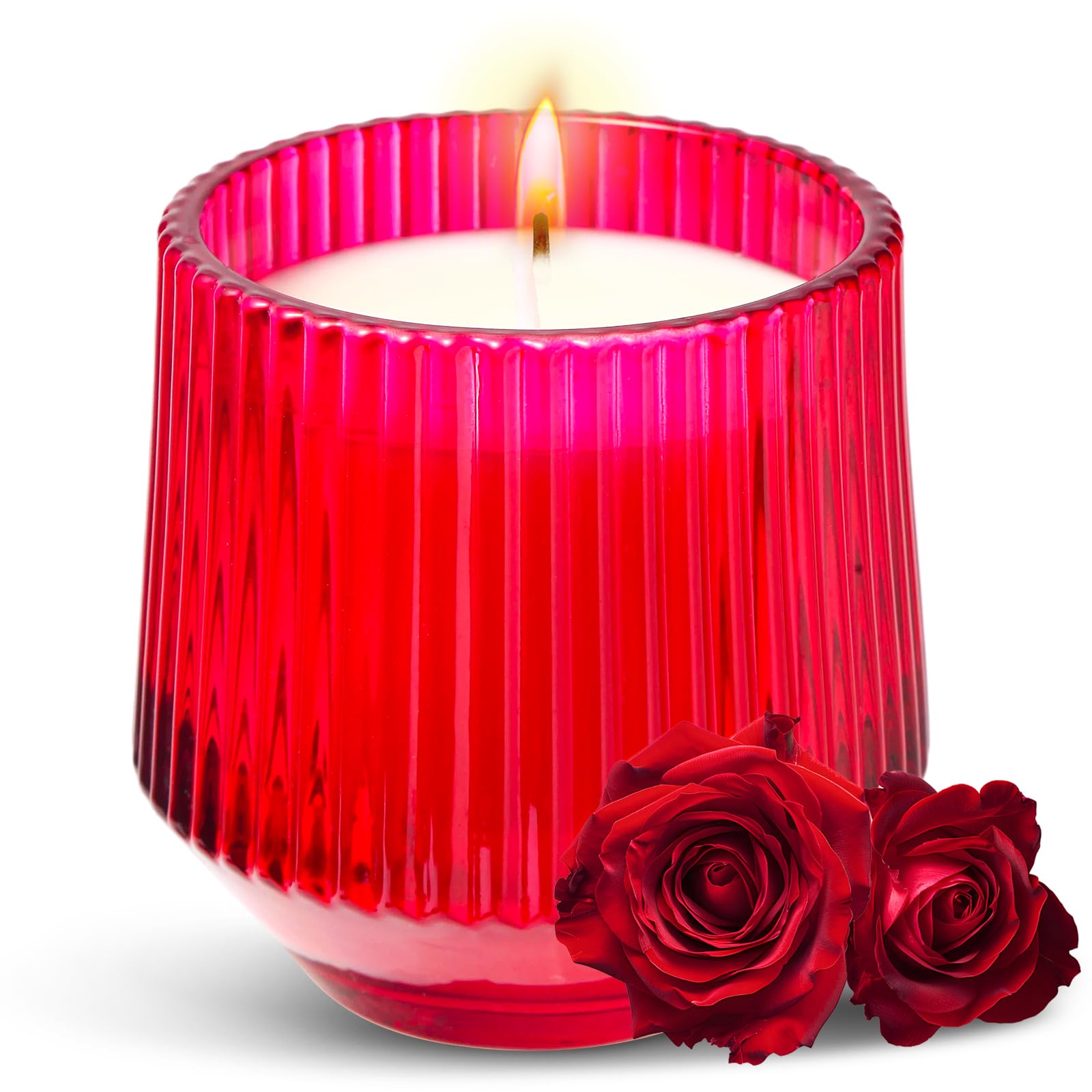 PPIFAS Roses Oud Scented Candles, Iris Roses Woody Scented Candles Gifts for Women, Natural Soy Wax Aromatherapy Jar Candles