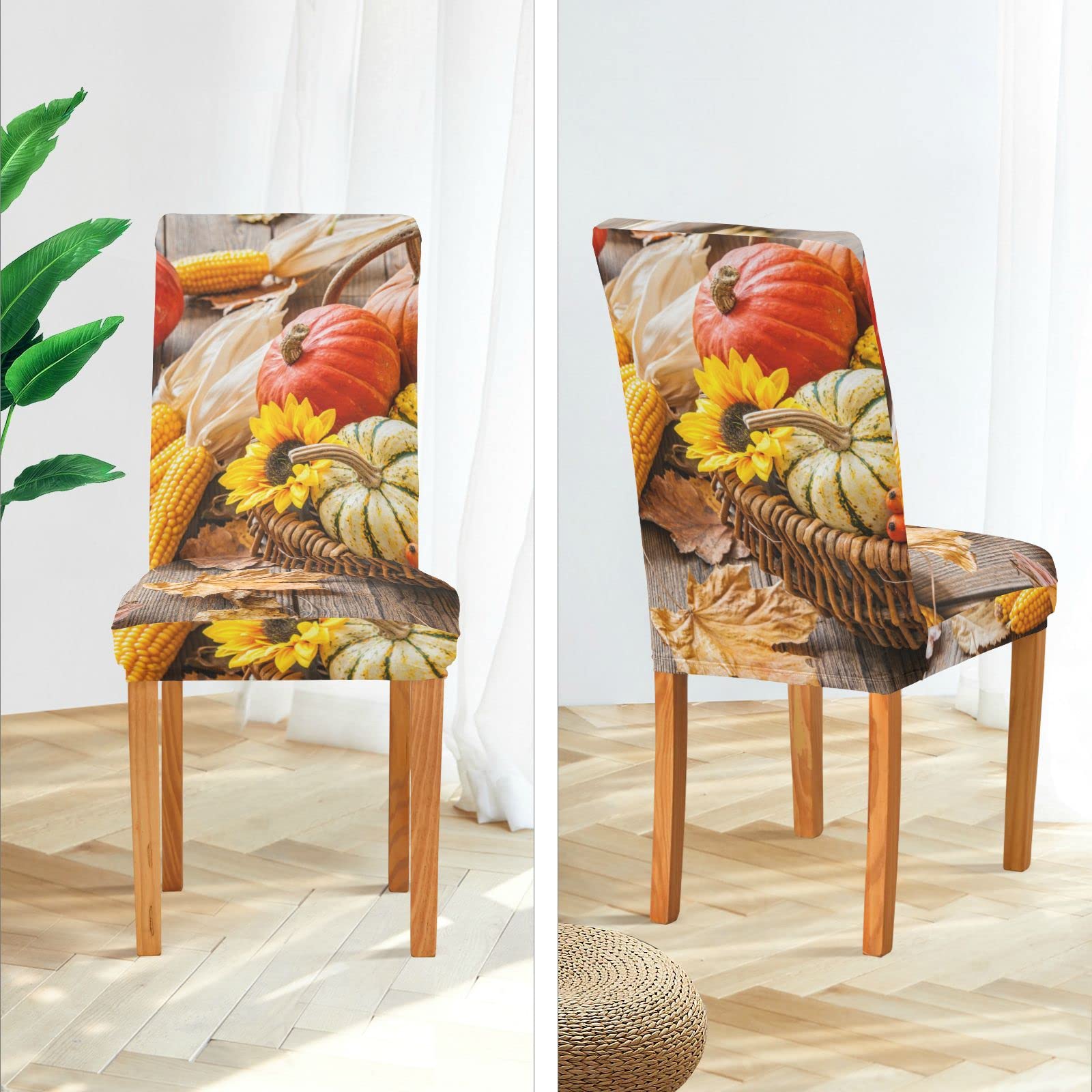 Umigy 4 Coprisedie Vintage Con Fantasia Zucca, Perfetti Per Il Ringraziamento E Decorazioni Autunnali, Elastici E Lavabili