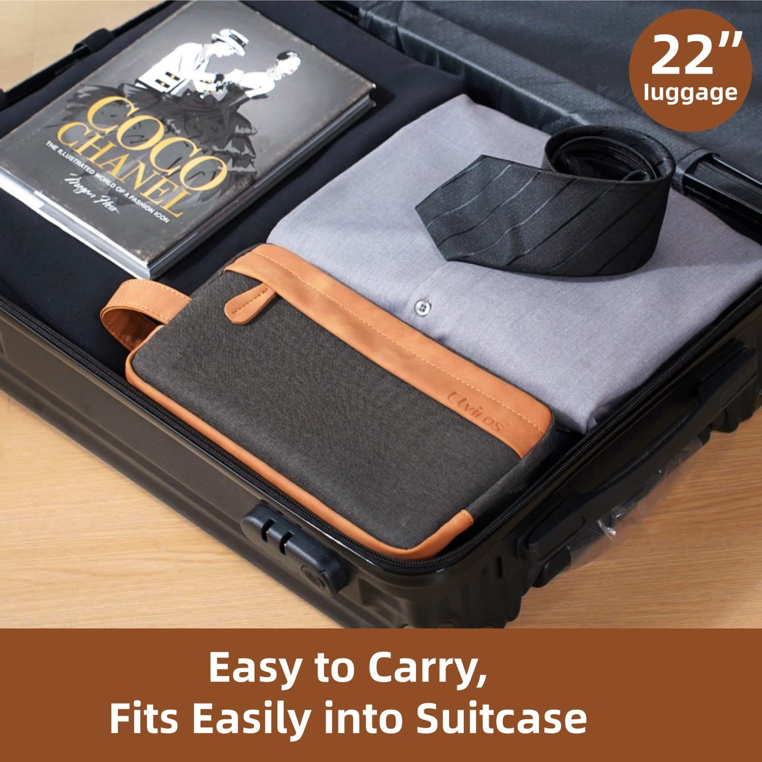 Elviros Beauty case da viaggio, idea regalo per uomini, set regalo per articoli da toeletta da uomo, set da barba, impermeabile, organizer per articoli da toeletta in pelle PU, confezione da 2 pezzi