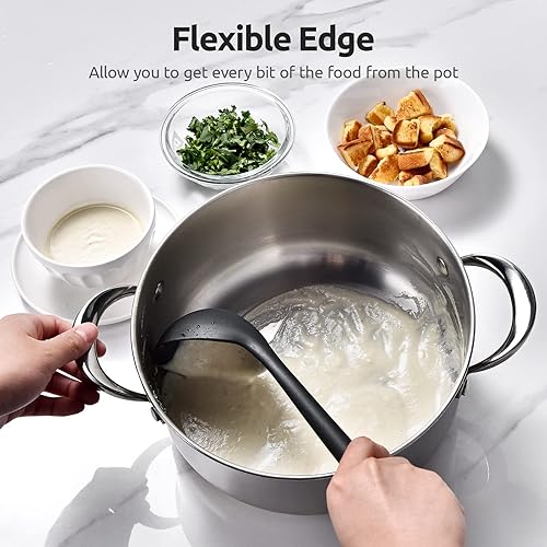 Miniatura 6 de U-Taste Cuchara de cocina sólida y ranurada de silicona resistente al calor de 600 , sin BPA para mezclar y servir, y cucharón de sopa de silicona