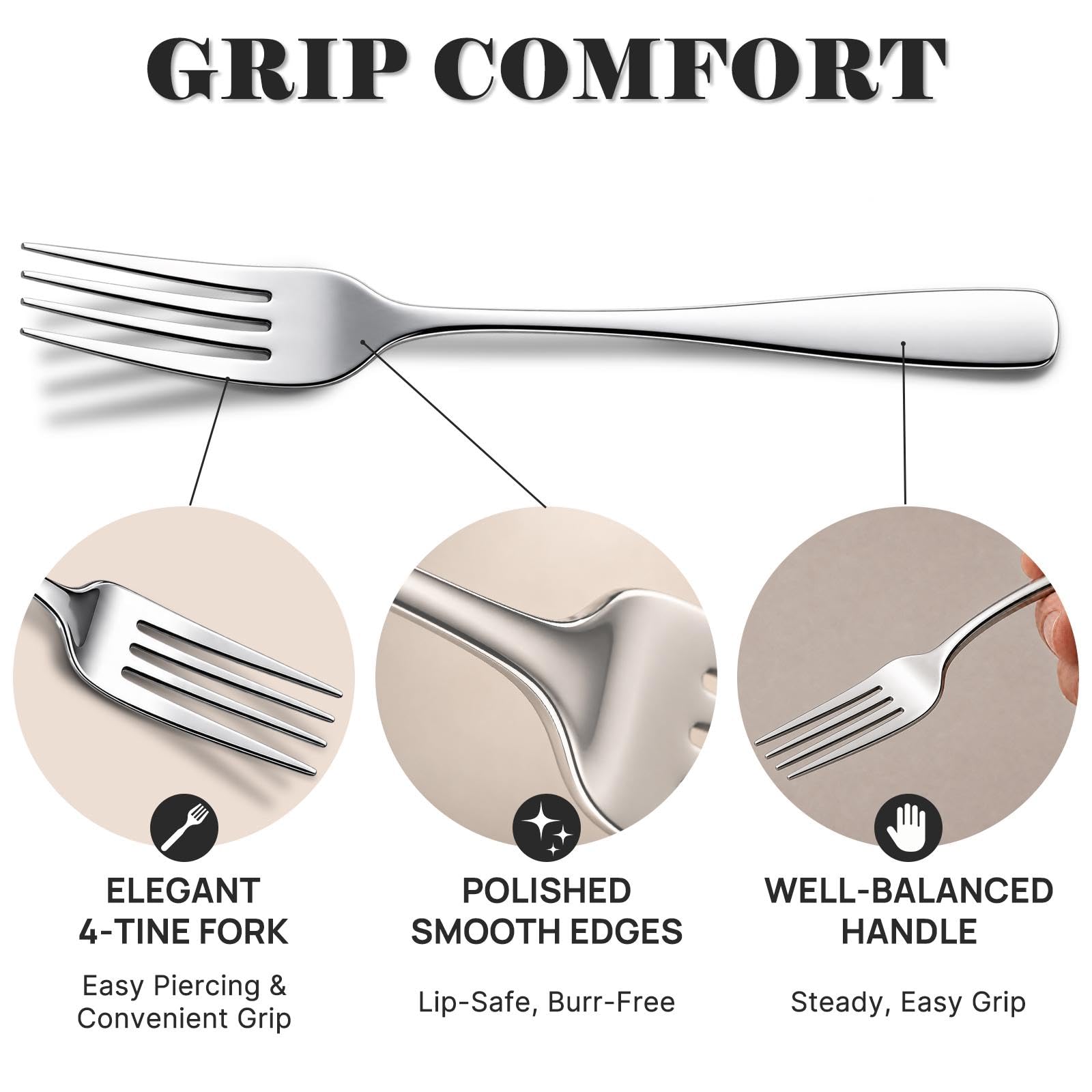 24 Stainless Steel Dinner Forks - Lunalua -3