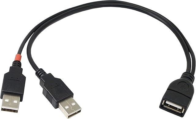 CERRXIAN USB 2.0 Extension Cable USB 2.0 A Y splitter Hub Adapter Cable, 1 Female to 2 Male Data Cable Extension Cable (0.3M)