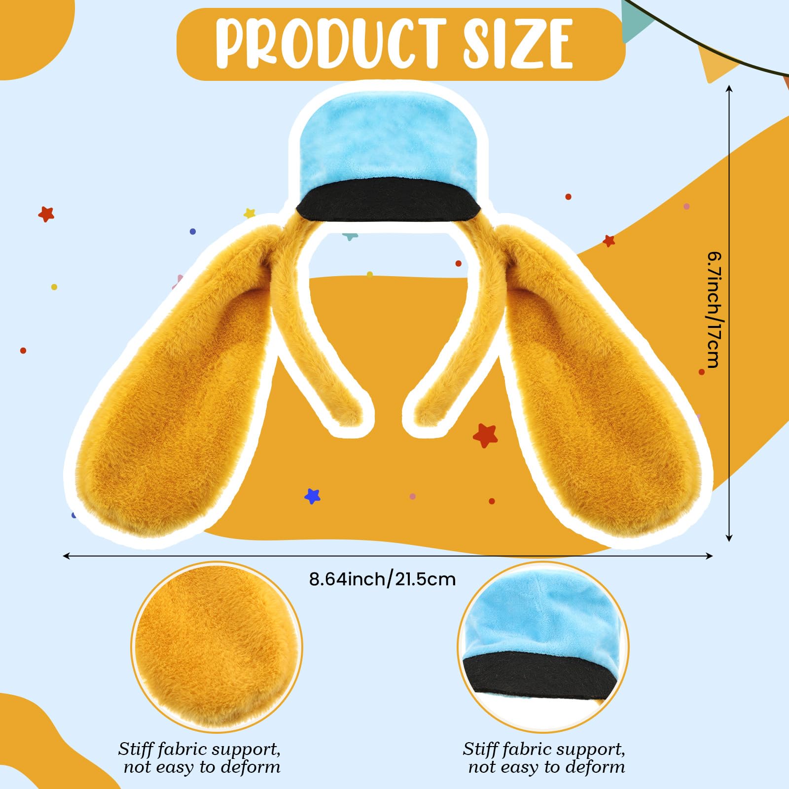 Wavwavw Dog Ear Headband Dog Costume for Kids Police Headband with Blue Hat Cartoon Movie Costume for 100th Day of School Halloween Cosplay Party Supplies