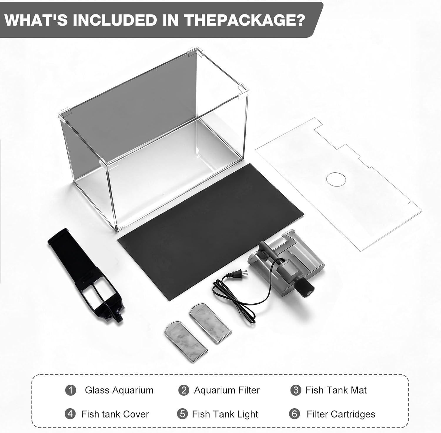 FS&AQ 2.5 Gallon Betta Fish Tank with Filter Light and Lid Small Aquarium Starter Kit Perfect for Desktops Offices or Beginners