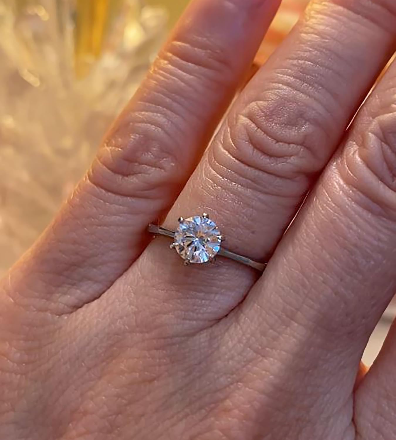 IVY & BAUBLE 1 Carat, 2 Carat, 3.5 Carat CZ Round Solitaire Engagement Ring in White Gold Plating, Size 5-10