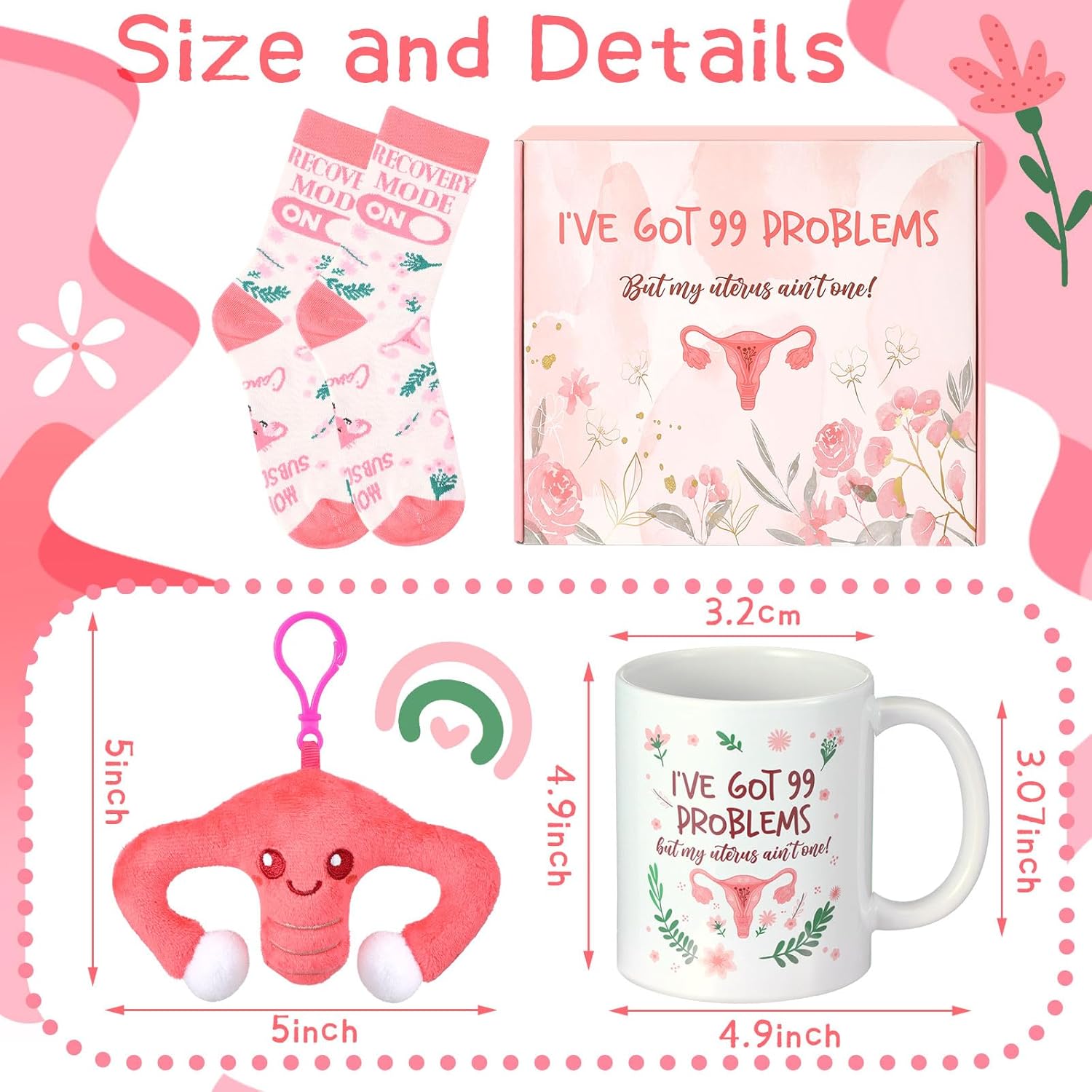After Hysterectomy Recovery Gifts for Women Hysterectomy Recovery Encouraging Gift with Humorous Words Socks Blanket Uterus Plush Keychain Mug for Women Friend
