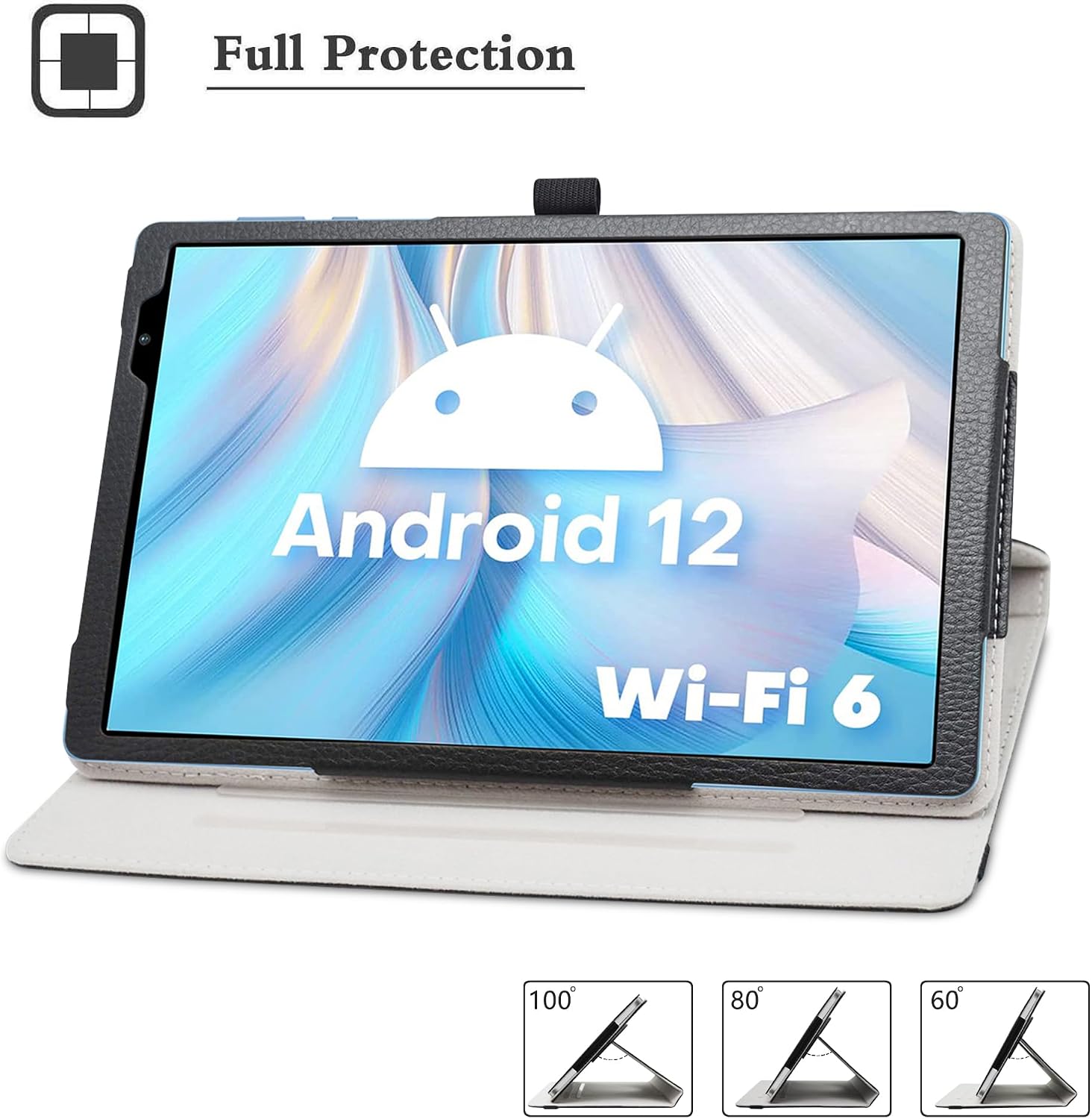 Bige for TECLAST P26T / Vortex T10M Pro Plus 10.1" Tablets, 360 Degree Rotary Stand with Cute Pattern Cover, Black image 2