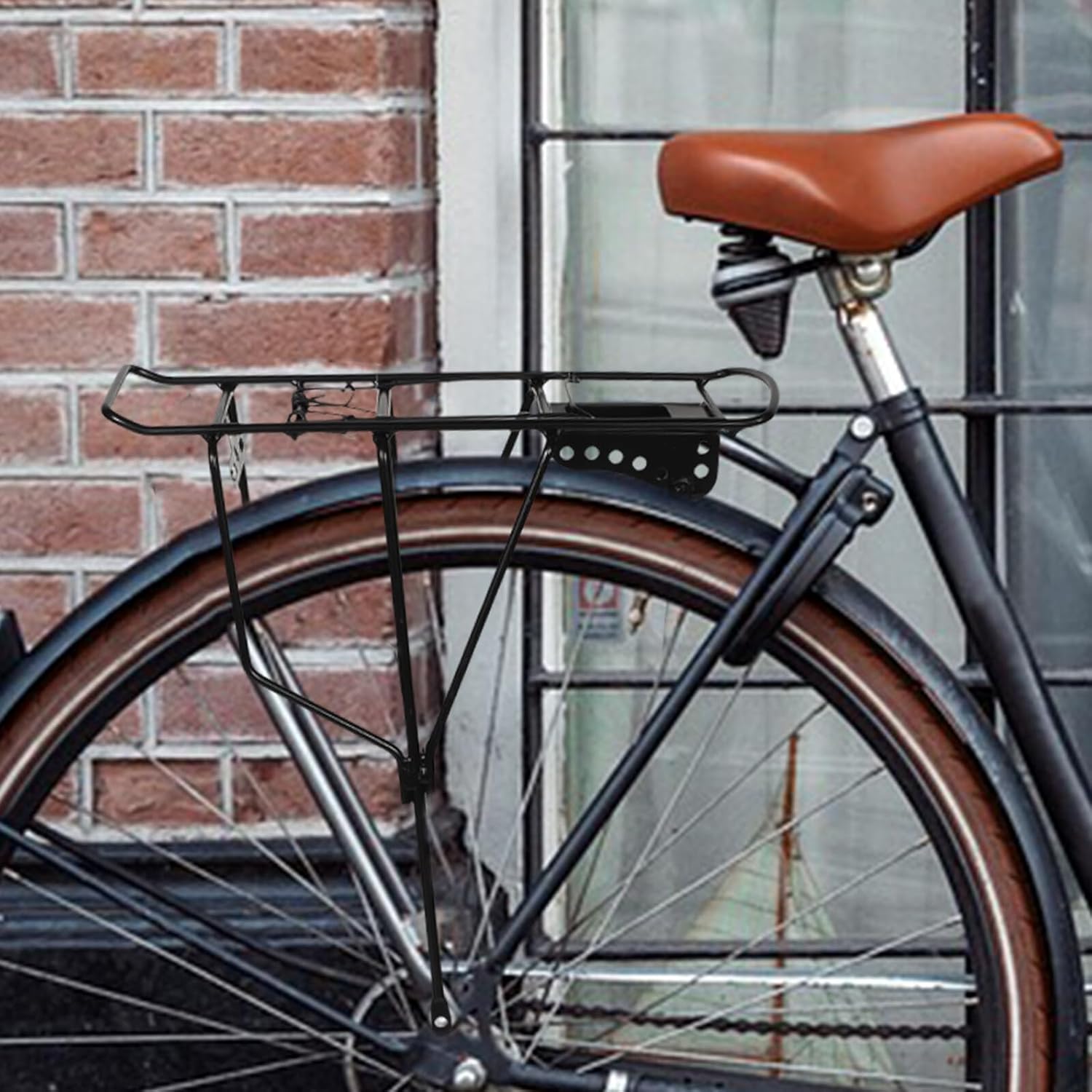 ibasenice Heavy-Duty Solid Rear Bicycle Cargo Rack Back Bike Rack with Upgraded Solid Small Hole Design for Mountain Bikes and Electric Bike Accessories