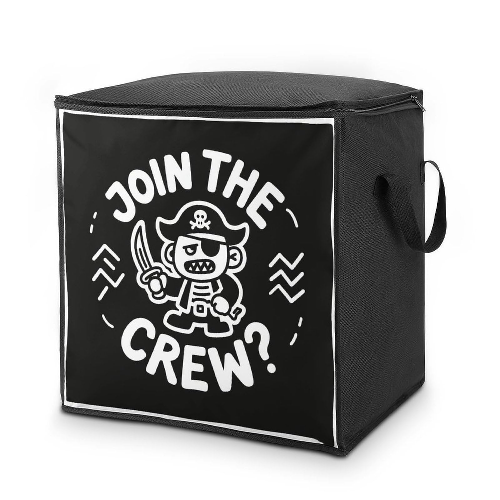 Pirate Large Storage Bags with Zippered Storage Organizers Bag Clothes Storages Bins with Lids Foldable Storages Containers with Reinforced Handles for Blanket Bedding
