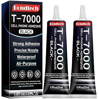 Black T7000 Glue for Cell Phones, 25 ML X 2 Cell Phone Adhesive, Screen Glue for Jewelry, Glass Fabric Craft Paper Wood, Waterproof, High-Performance