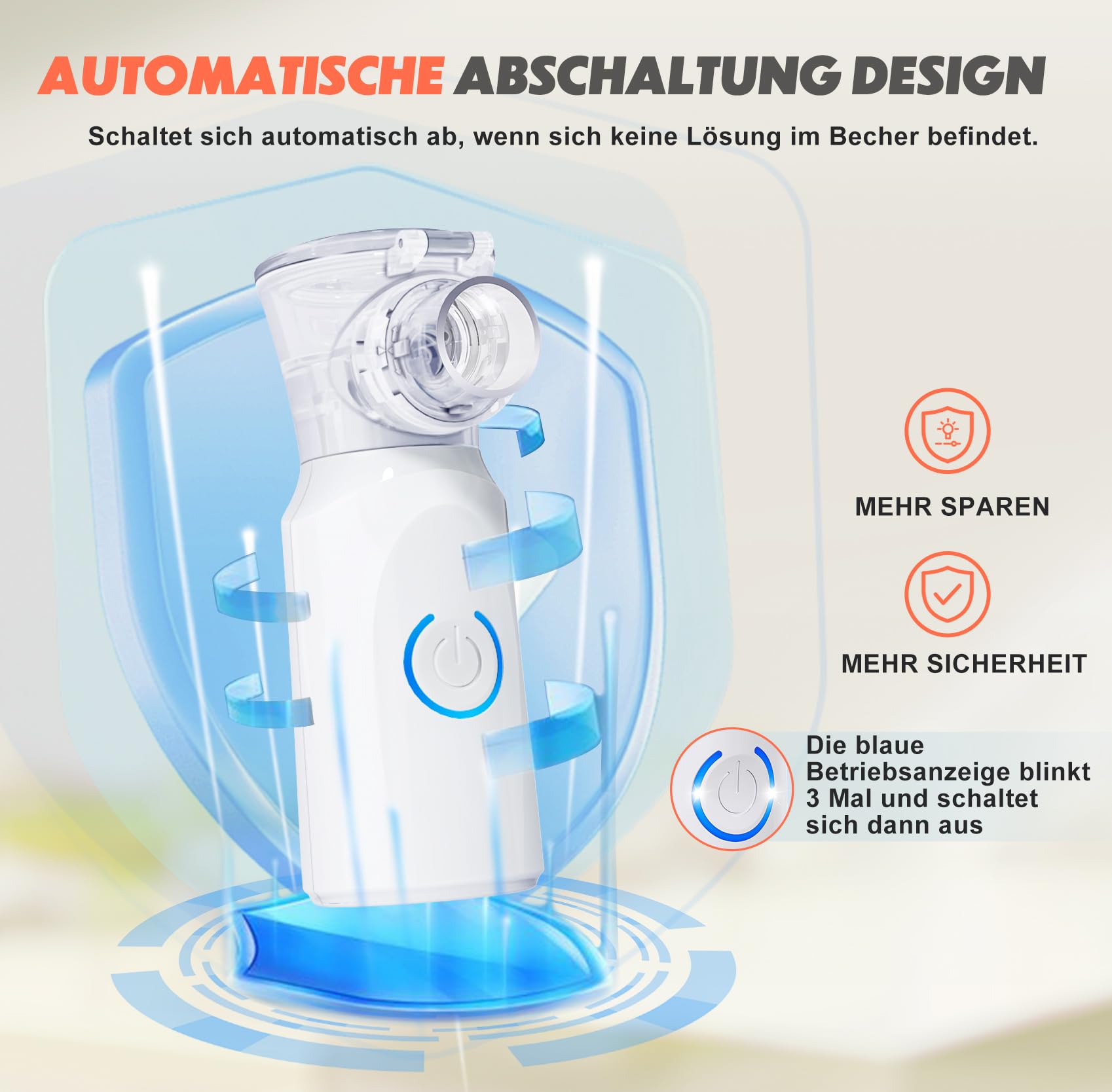 Inhalationsgerät Maschine für Erwachsene, Wiederaufladbare Tragbare Inhaliergeräte für Erwachsene und Kinder, Leise Inhalator für Kinder, Bright White