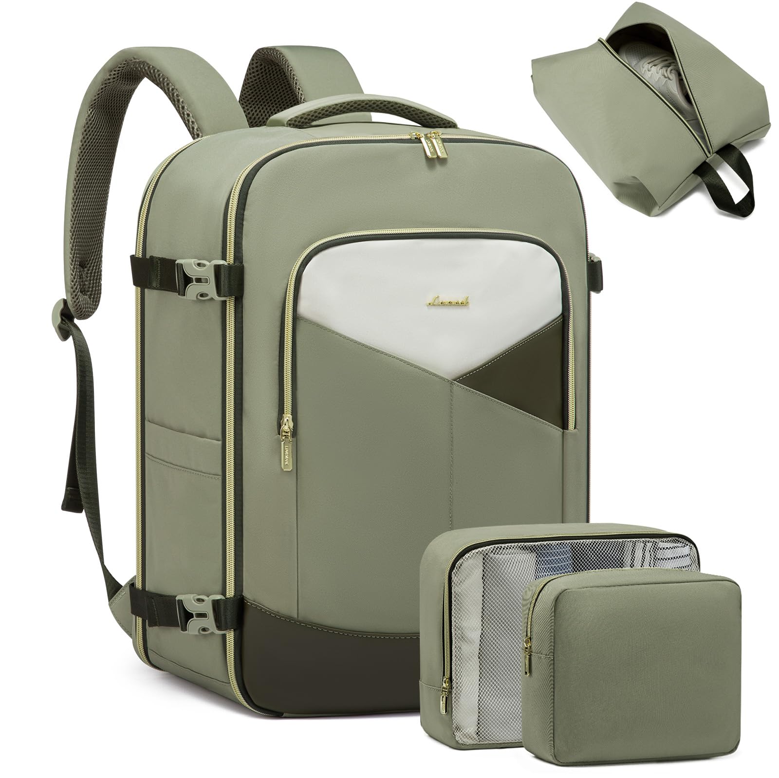 LOVEVOOK Large Travel Backpack for Women&Men,TSA Carry on Backpack for Airplanes with 3 Packing Cubes,Personal Item Travel Bag Fit 17" Laptop,40L Waterproof Travel Essentials Airline Approved Luggage