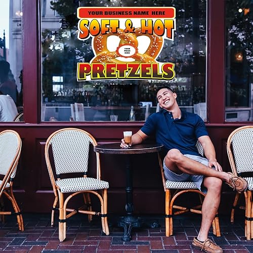 Miniatura 8 de Calcomanías personalizadas para camiones de alimentos, pretzels suaves y calientes, letrero de concesión de concesión de alimentos y bebidas, 10