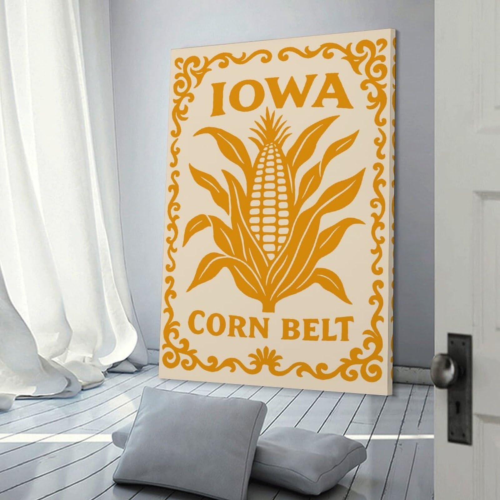 Junmoney Frame-Style-14 Iowa Corn Belt Vintage Canvas Wall Decor 20X30inch(50X75cm), For Small Homes, Bedrooms Or Open Spaces, Stylish Wall Art For Fresh Spaces