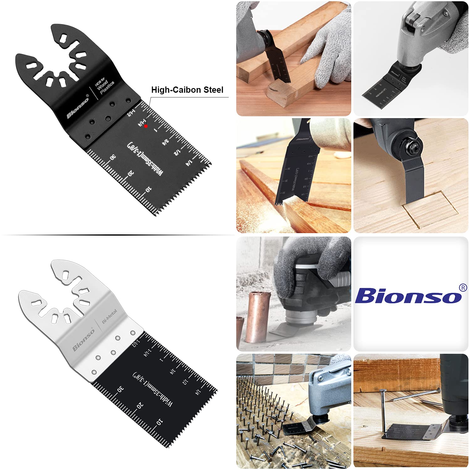 Bionso 20PCS Oscillating Tool Blades, Professional Multitool Blades for Wood and Metal, Multi Tool Saw Blades Fit Dewalt Milwaukee Rockwell Dremel Makita Rigid Ryobi Fein Bosch Craftsman: Tools & Home Improvement