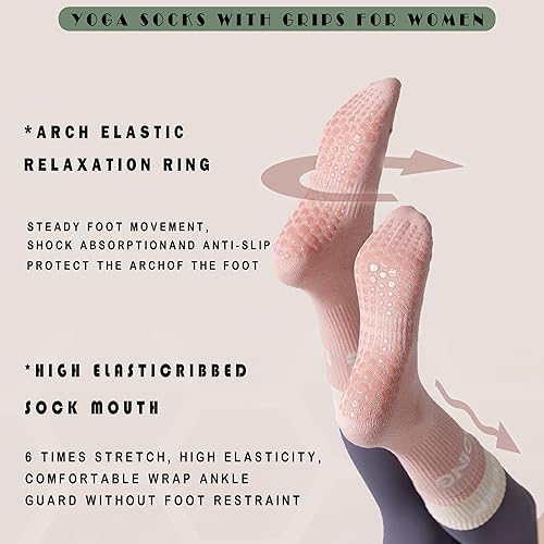 Miniatura 3 de MR.KM Pilates Yoga Socks with Grips for Women Non-Slip Grip High Socks