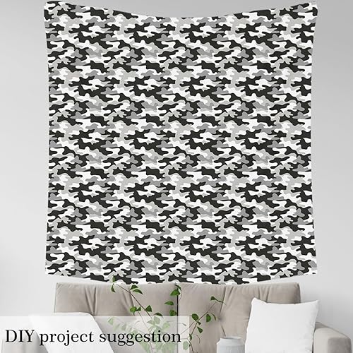 Miniatura 3 de The Yard - Tela de camuflaje gris, tela de tapicería negra blanca y gris para coser sillas, sofá, tela impermeable abstracta de camuflaje militar