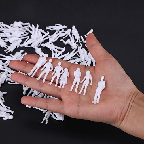 50 Pieces Model Figures White Unpainted Various Standing Figures Passers-by Track H0 1:50, Various Poses Miniature People, People Figurine for Architectural Planning Project Model Railway - 2