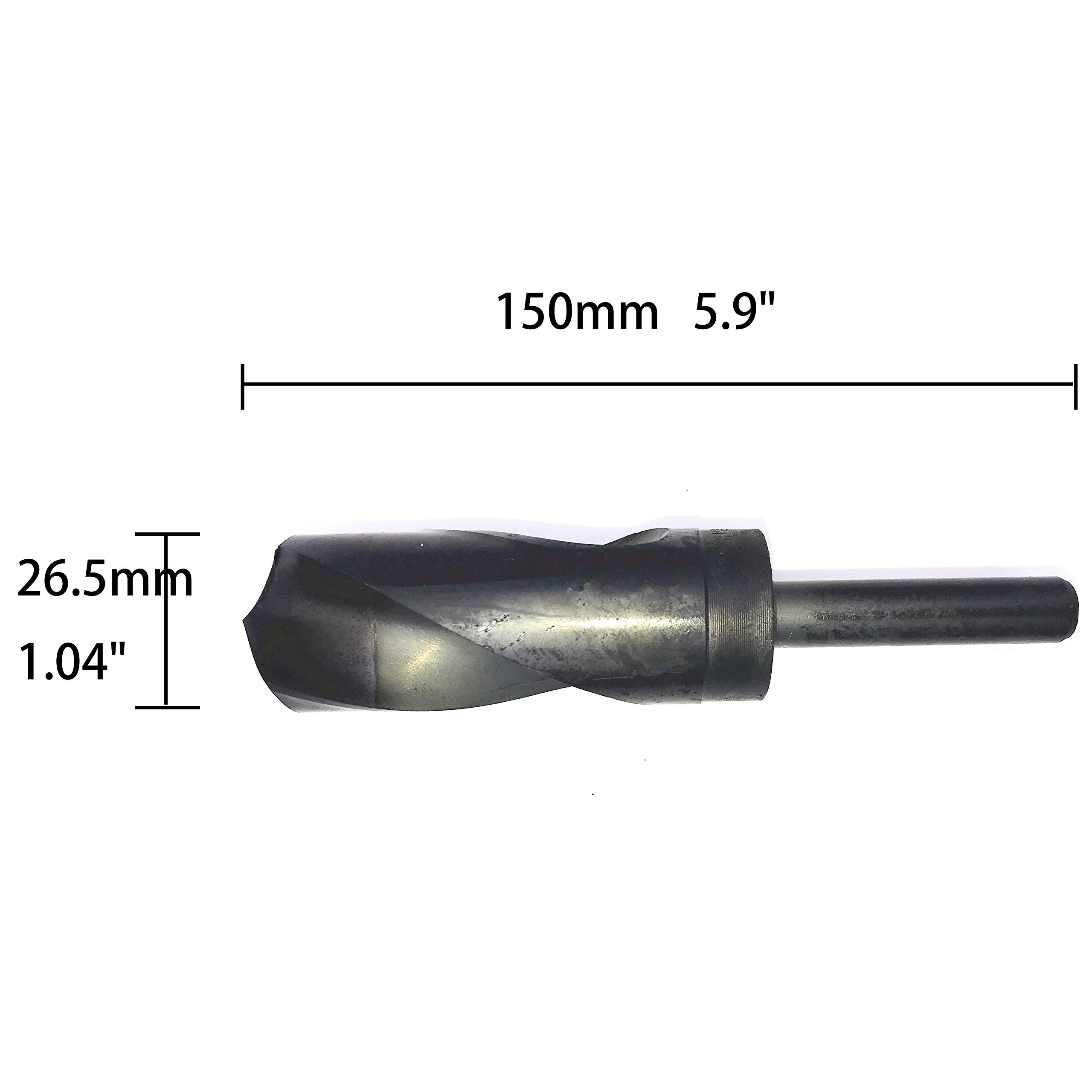 XMHF HSS-Bohrer, 26,5 mm, 1,27 cm (1/2 Zoll), reduzierter Schaft, schwarzes Oxid-Finish