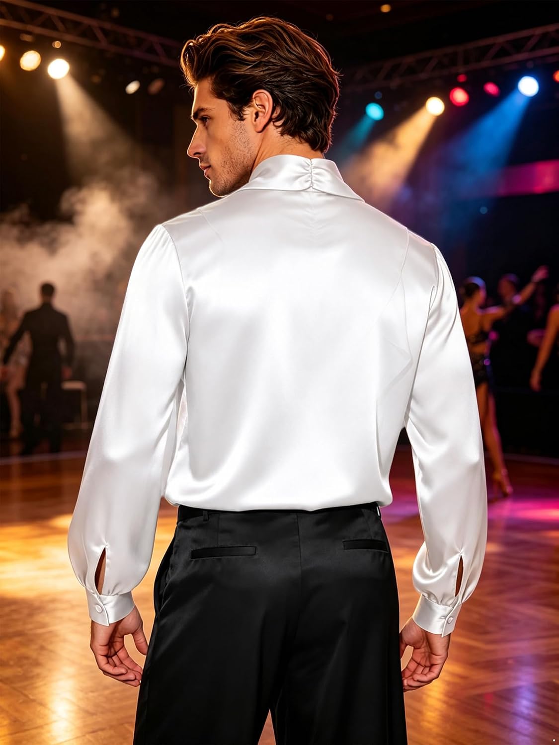 Hularka Men Long Sleeve Latin Dance Leotard Dress Shirts