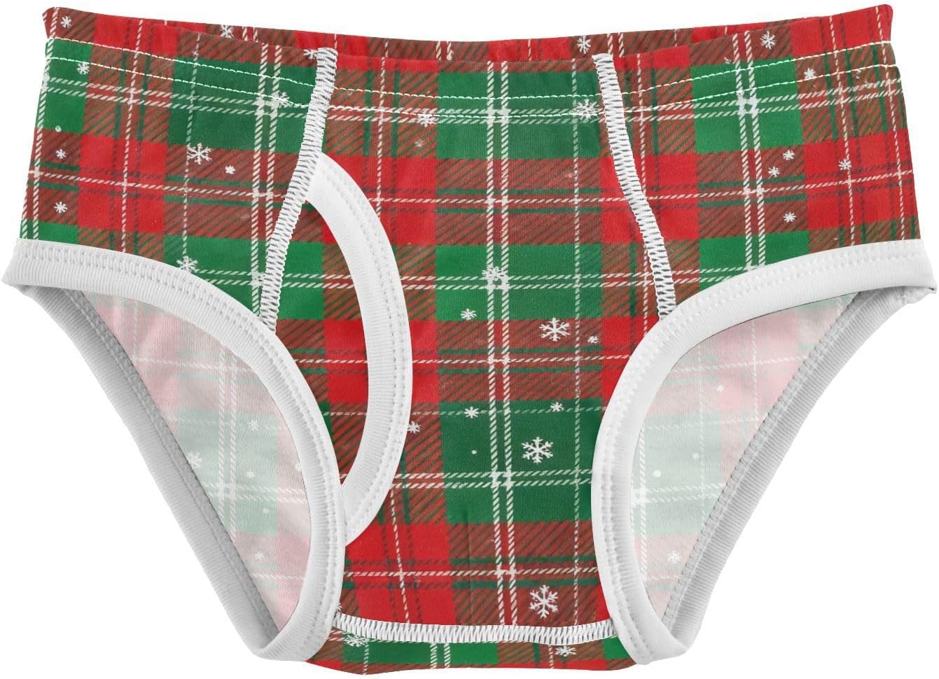 visesunny Boys Training Underwear Christmas Snowflake Plaid Breathe Cotton Potty Briefs Size 2T-8Y for Toddler