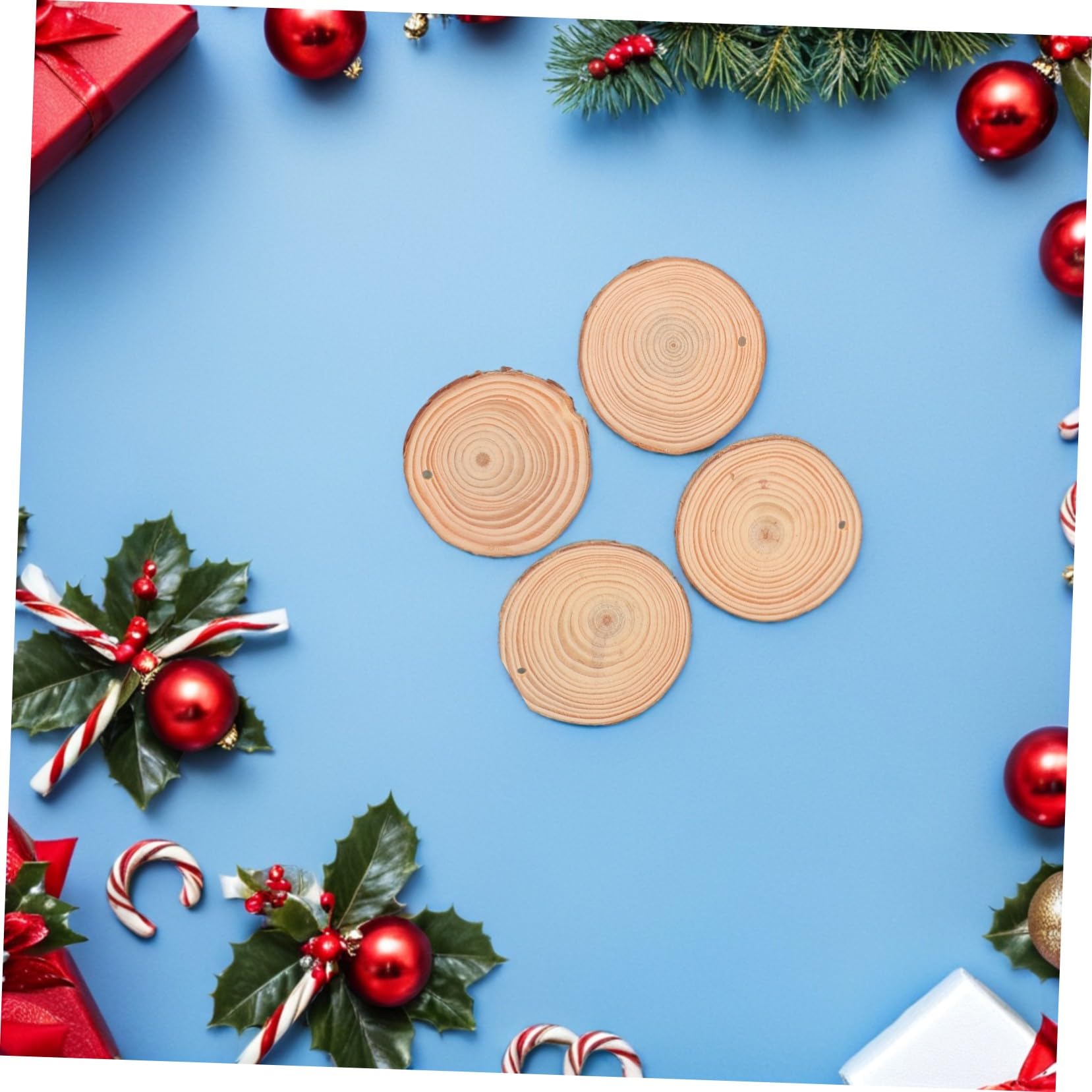30 Stk. Teiliges Naturbelassene Kiefernholzscheiben Vielseitige Holzscheiben für DIY Basteln Handwerk Weihnachts Hochzeitsdekorationen mit Baumwoll Juteschnur