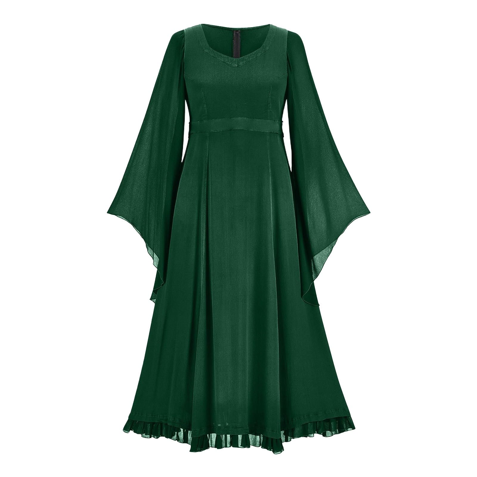 Generisch Abito lungo da donna, stile punk, patchwork, tinta unita, per cosplay, stile medievale