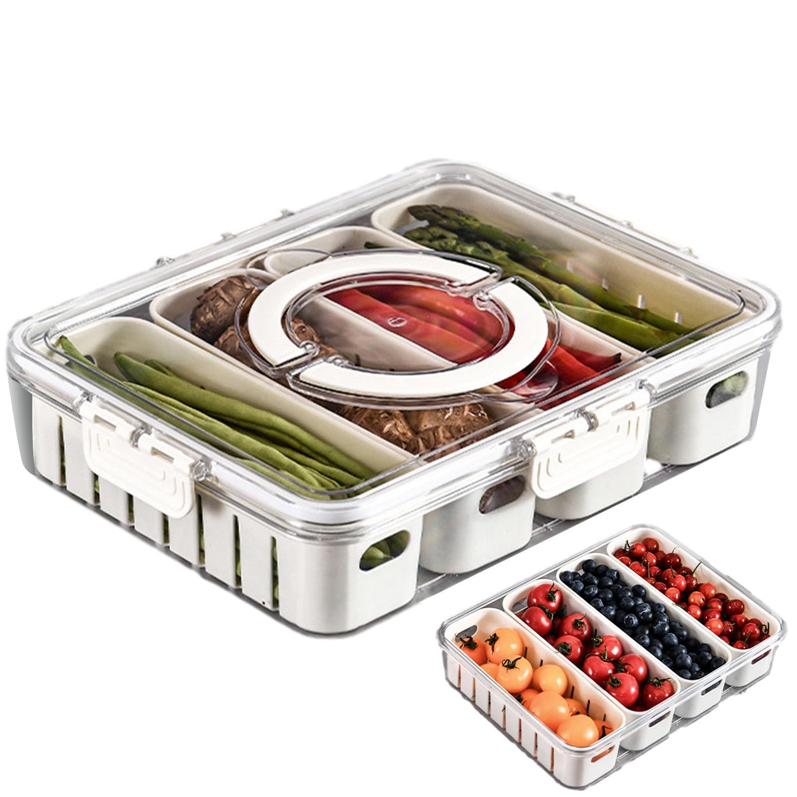 Organisateur transparent pour réfrigérateur avec poignées ergonomiques intégrées