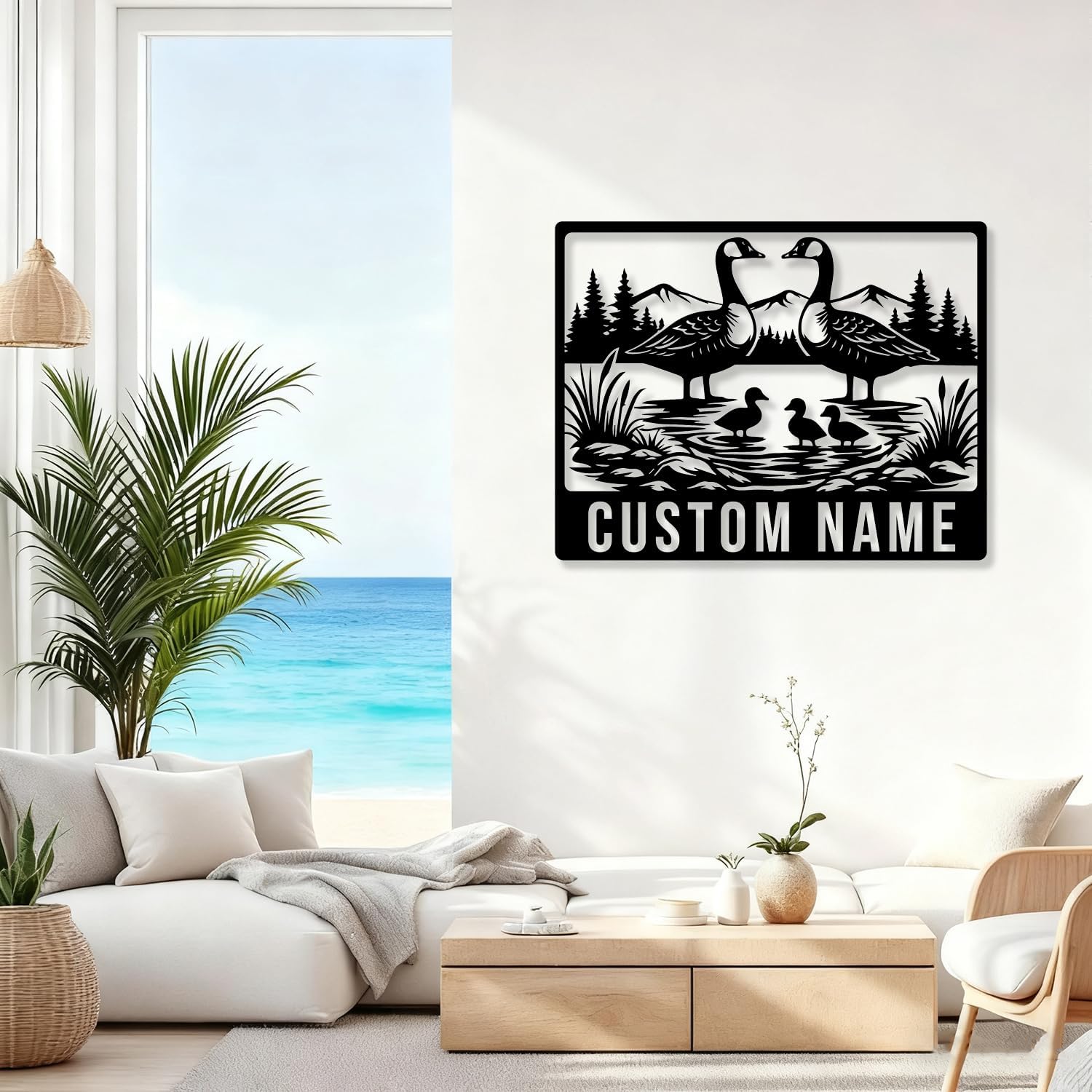 Custom Goose Metal Sign,Personalized Farmhouse Wall Art,Outdoor Yar Garden Decor,Goose Name Sign,Farm House Number Address Plaque (Style-E)