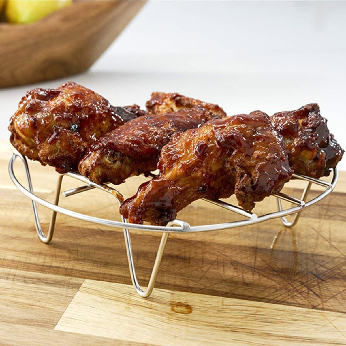 FRCOLOR 6 Stück Backutensilien aus Edelstahl für Heißluftfritteuse mit Pizzablech und Wabenmatte Gleichmäßige Hitzeverteilung für Küche und Grill