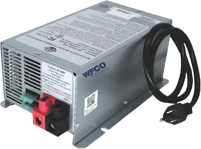 WFCO Genuine WF-9855-AD-CB RV Converter/Charger Deckmount 55Amp DC Output with Patented Auto Detect™ Technology Lead Acid Lithium Multi-Stage Charging