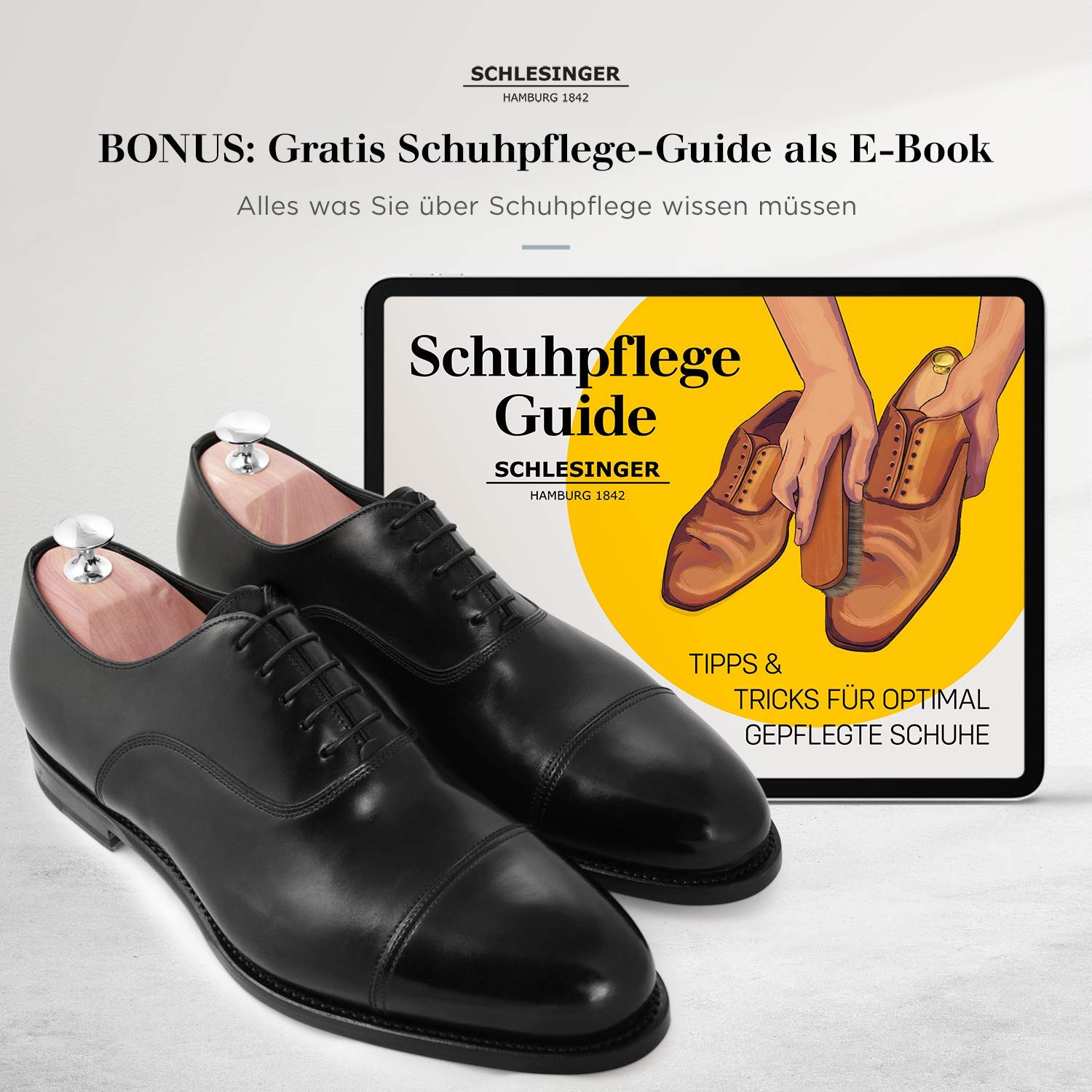 Schlesinger - Zwycięzca testu – męskie napinacze do butów premium ze szlachetnego drewna cedrowego dla optymalnej pielęgnacji butów – model Kaiser – w zestawie gratis e-book do pielęgnacji obuwia