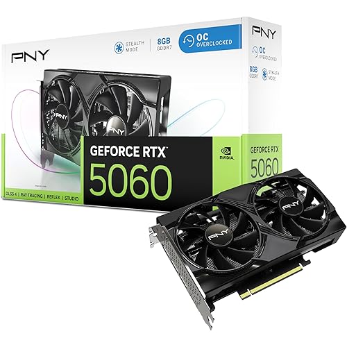 PNY NVIDIA GeForce RTX™ 5060 OC Dual Fan, Graphics Card (8GB GDDR7, 128-bit, SFF-Ready, PCIe® 5.0, HDMI®/DP 2.1, 2-Slot, NVIDIA Blackwell Architecture, DLSS 4)
