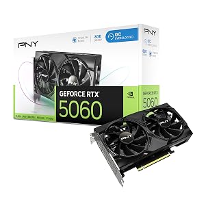 PNY NVIDIA GeForce RTX™ 5060 OC Dual Fan, Graphics Card (8GB GDDR7, 128-bit, SFF-Ready, PCIe® 5.0, HDMI®/DP 2.1, 2-Slot, NVIDIA Blackwell Architecture, DLSS 4) - Amazon product rated Grade A