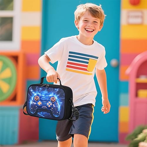 Miniatura 7 de Lonchera para niños, lonchera térmica para niños, reutilizable, portátil, con correa ajustable, bolsa de almuerzo para niños pequeños para picnic,