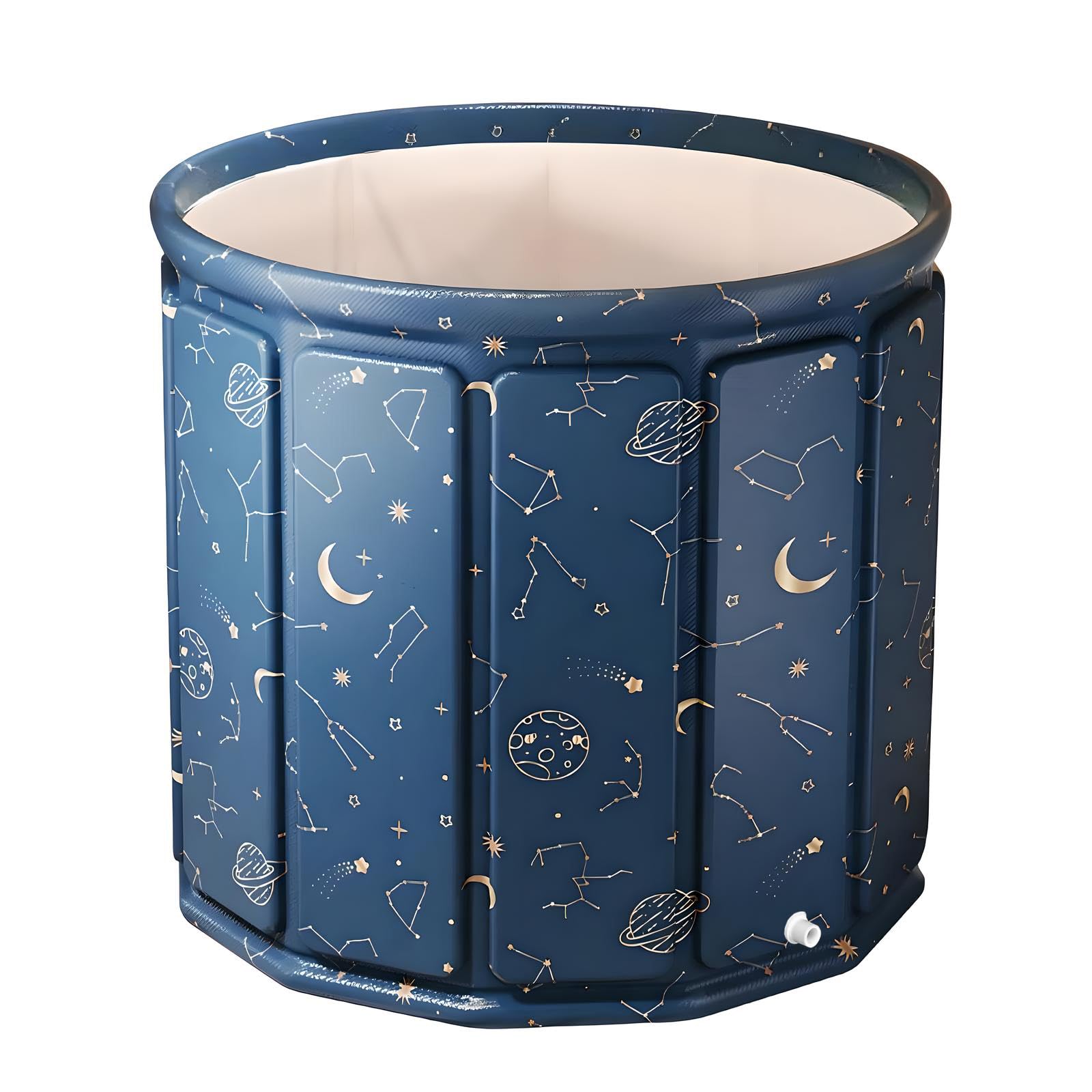 XUDREZ Faltbare Badewanne Blue Planet 80cm, 6-Lagen Thermo-Isolierung 3H Temperaturhaltung, 325L Eisbadewanne & Heißbad für Erwachsene, Tragbare Tauchwanne für Balkon Gym Camping Home