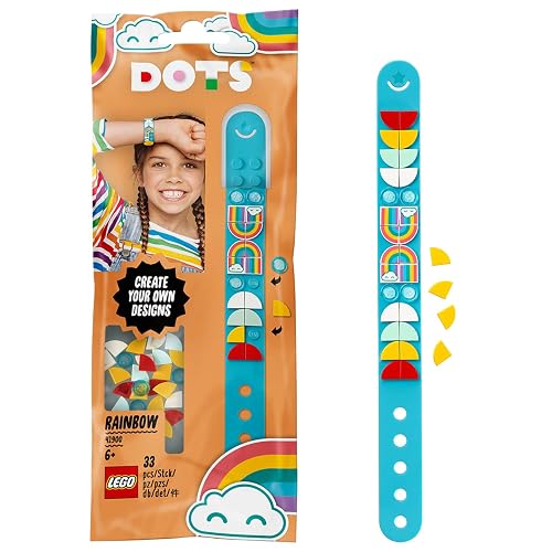 LEGO DOTS - Pulsera arcoíris, brazalete de color azul personalizable con piezas decorativas multicolor…