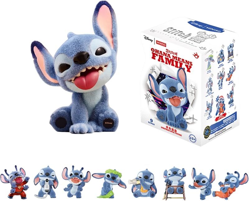 MINISO Disney Stitch Naughty Stitch Series Blind Box Figures, Random Design Collectible Flocked Figures Home Decorations, Holiday Birthday Gifts for Collectors and Fans, Single Box