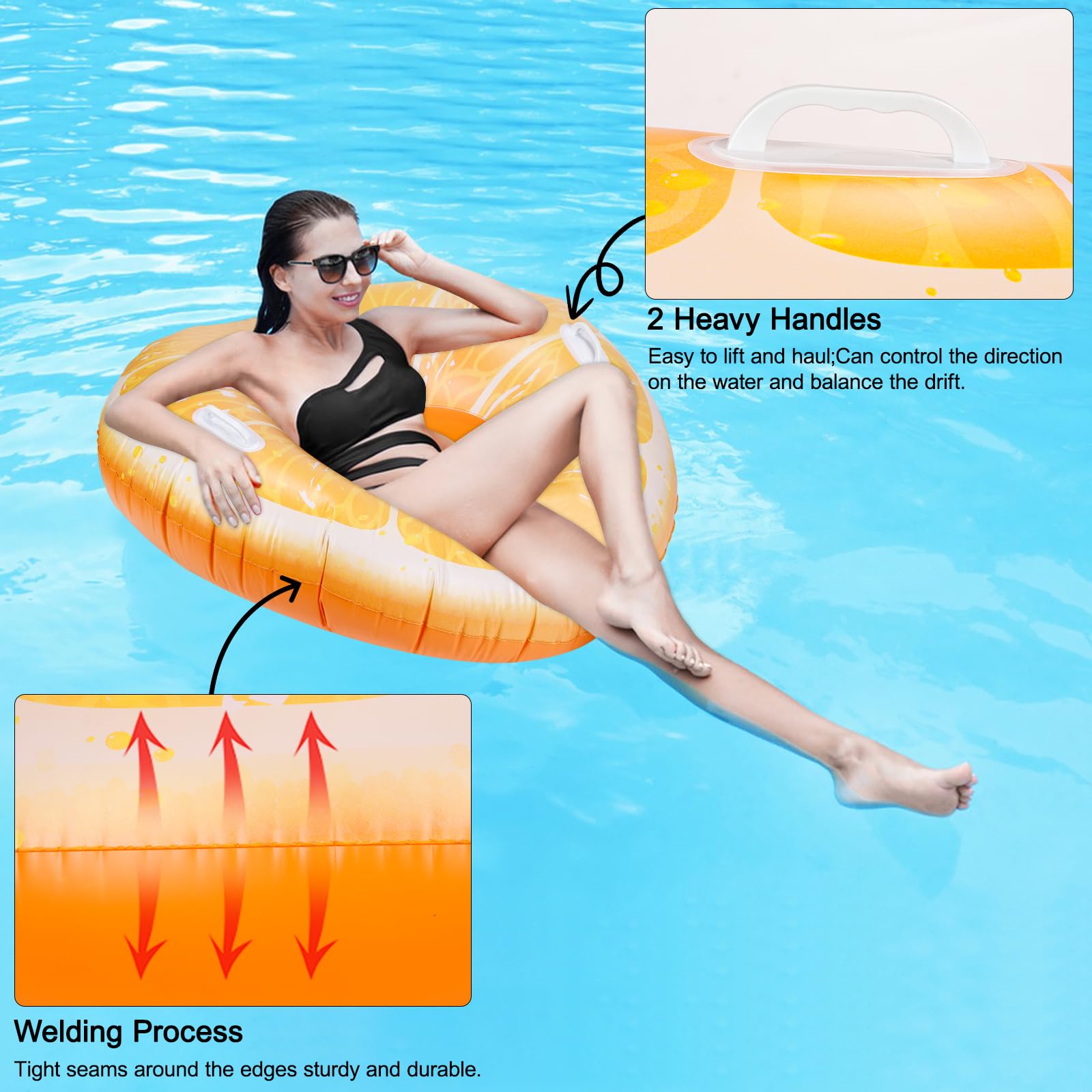 CYFIE Pool Hammock for Adults Inflatable Pool Floats Water Hammock, Relaxing Pool Lounger for swimming pools beaches, lakes (Orange) - Image 2
