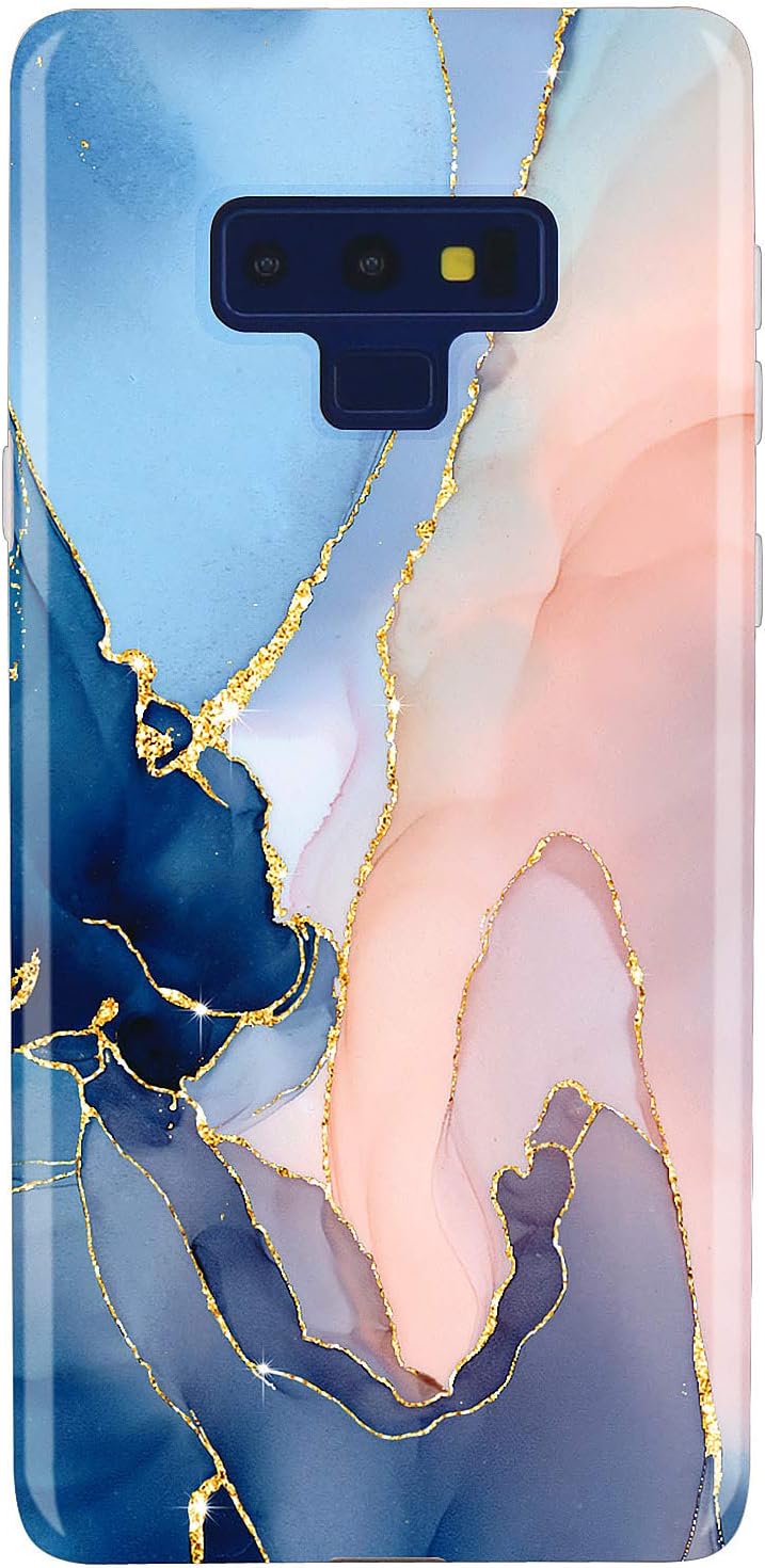 JAHOLAN Galaxy Note 9 Case Gold Glitter Sparkle Purple Marble Design Slim Flexible Bumper Glossy TPU Soft Rubber Silicone Cover Phone Case for Samsung Galaxy Note 9