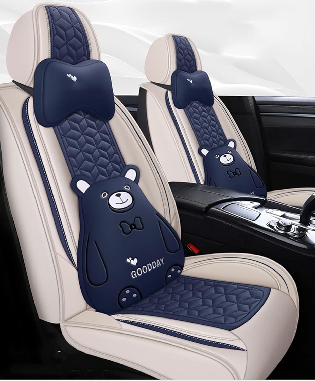 Breathable and Waterproof Faux Leather Automotive Seat Covers for Cars SUV Pick-up Truck Sedan,Universal Anti-Slip r Seat Cover with Backrest,D