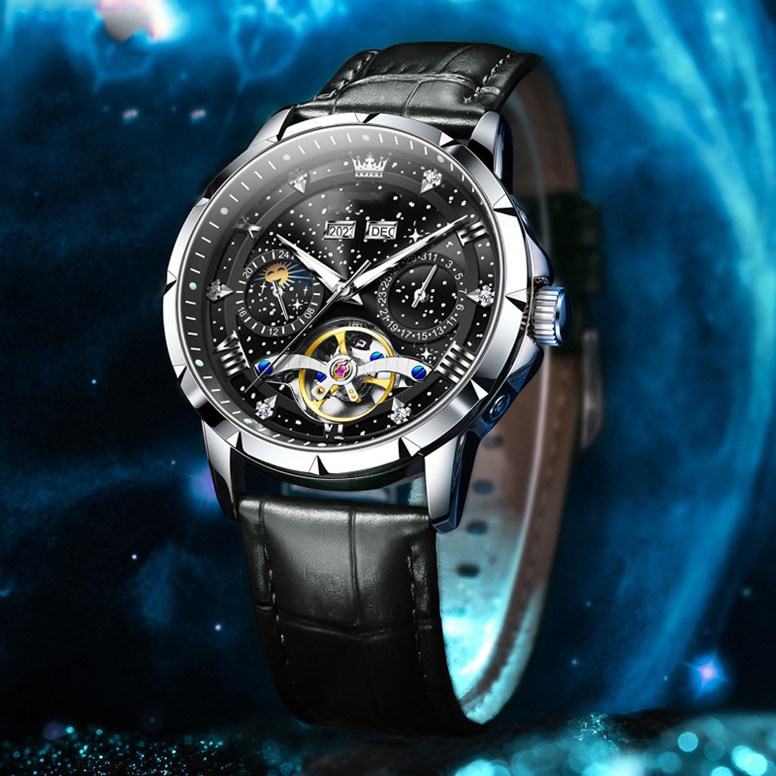 Montre mécanique entièrement Automatique for Homme, étanche, Multifonction, Lumineuse, idéale comme Cadeau