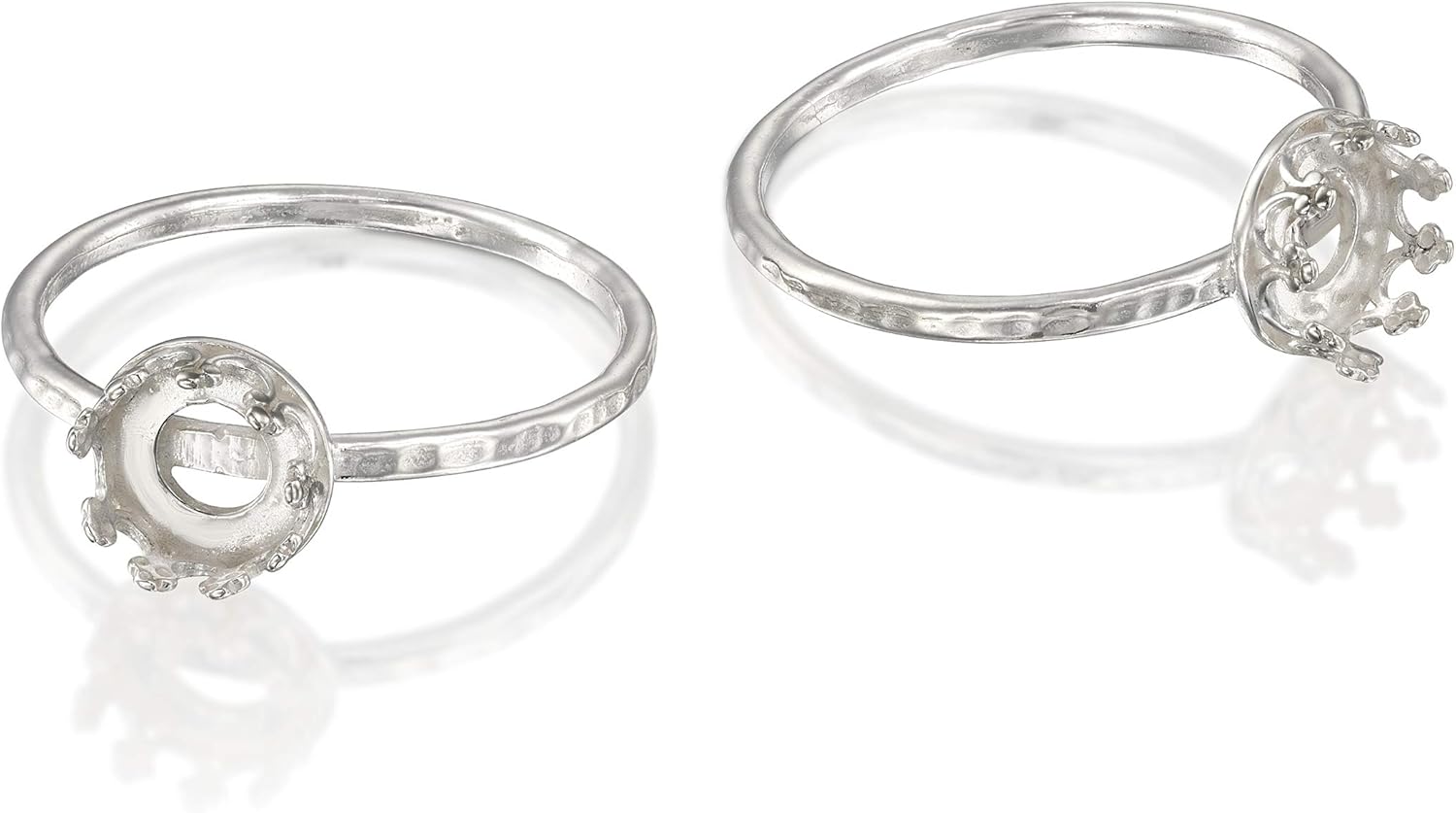 Jewelry Making Oxidized 925 Sterling Silver Ring Blank with 6mm Round Crown Setting size 5-8