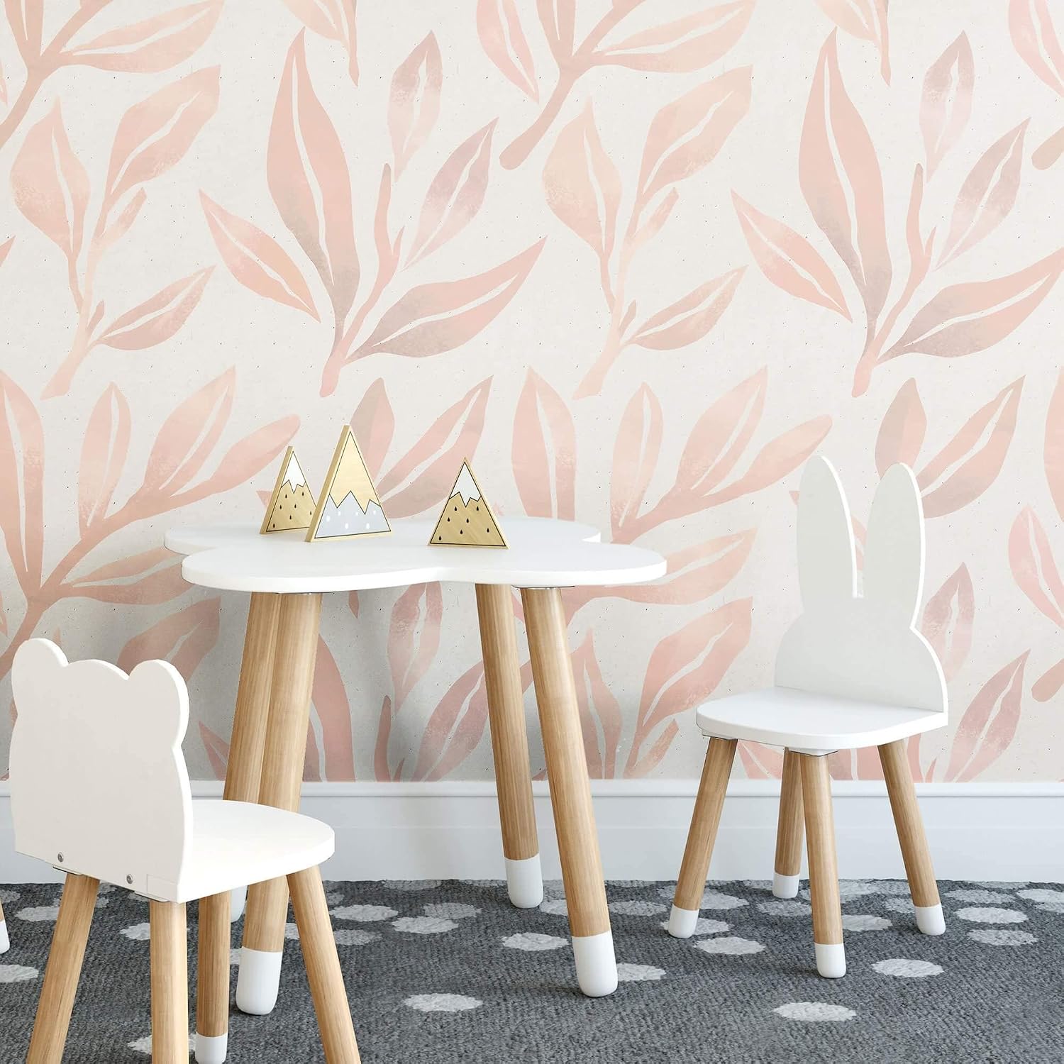 Walls By Me Coral Botanical Floral Peel and Stick Removable Wallpaper 8417